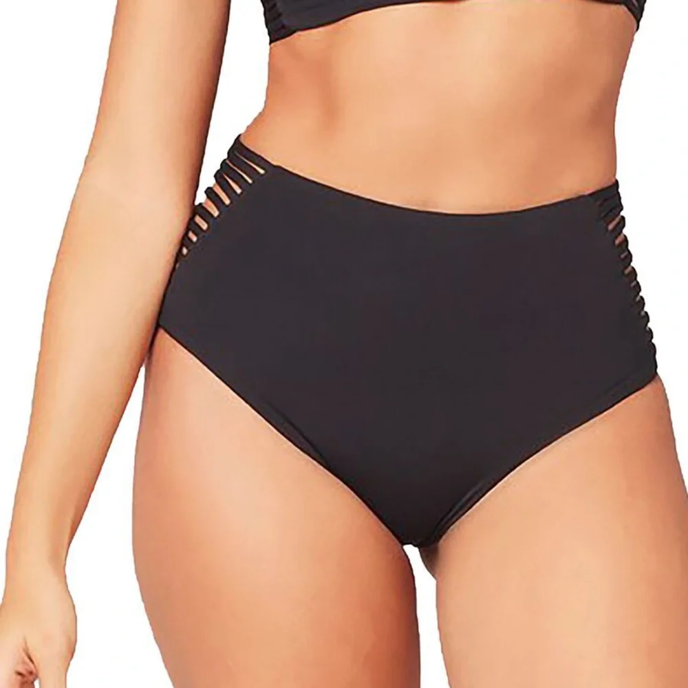 NWT L*Space Black Gwen Top and Harrington High Waist Bikini Bottom Set Small